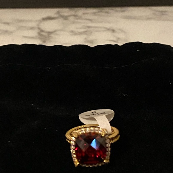 Lab created Ruby & 18k goldplated cushion cut NWT - Picture 10 of 11